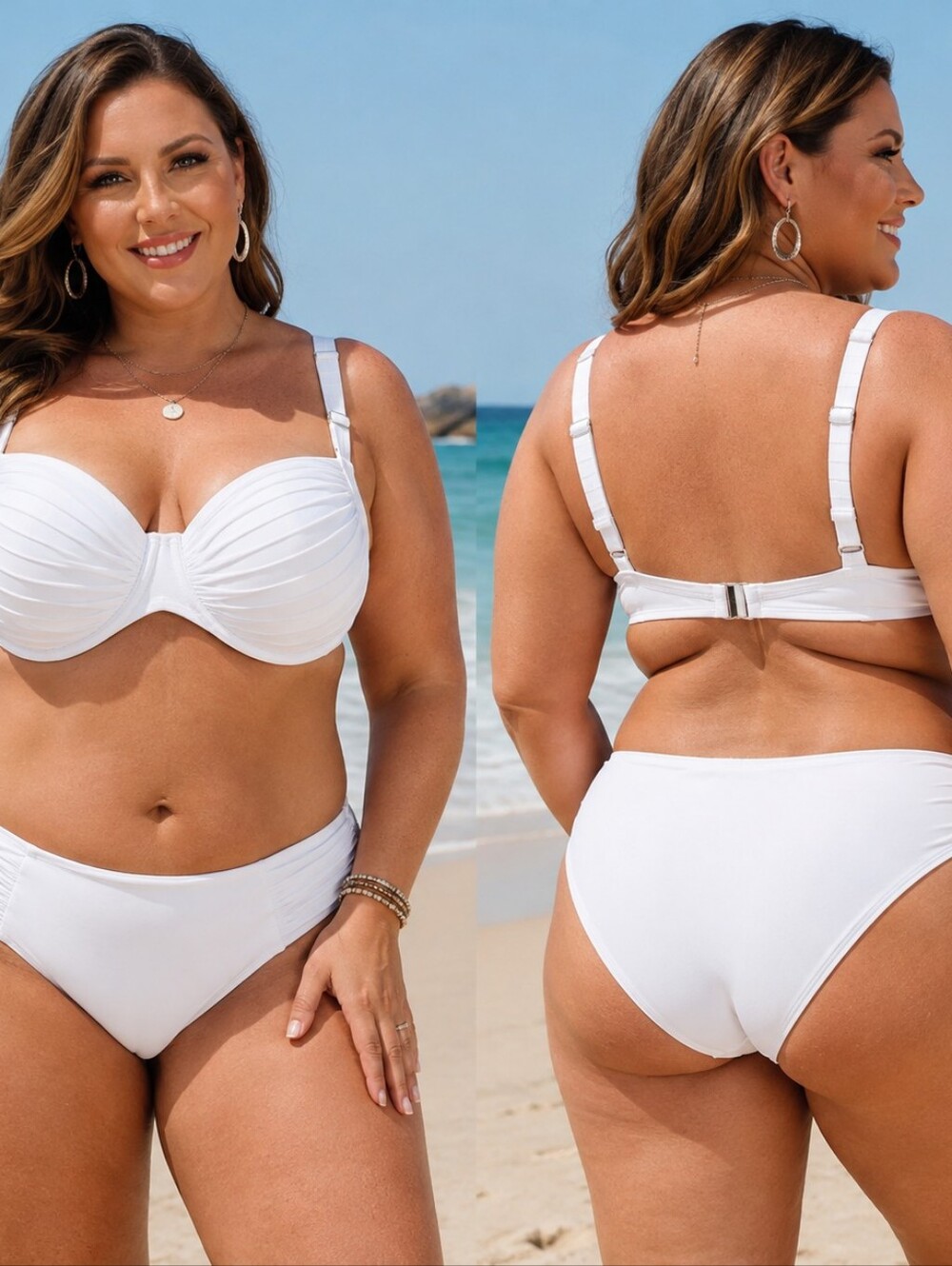 NWT White Ruched Underwire Swim Top – Size 18W